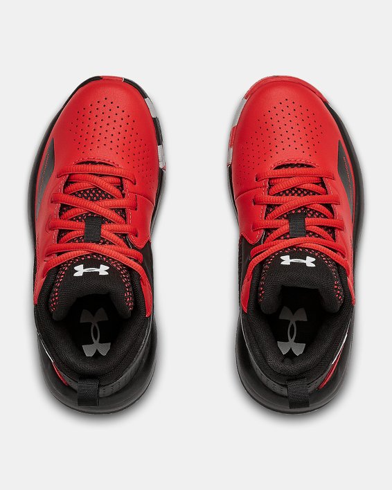 Pre-School UA Lockdown 5 Basketball Shoes in Red image number 2